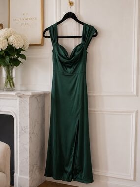 Windsor Emerald Green Satin Maxi Dress